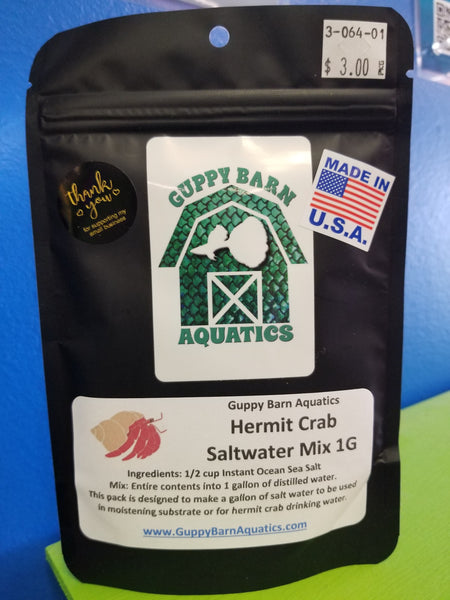 Guppy Barn Aquatics - Hermit Crab Saltwater Mix for 1 Gallon