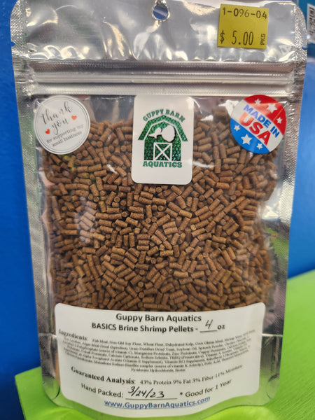 Guppy Barn Aquatics - BASICS Brine Shrimp Pellets (Sinking)