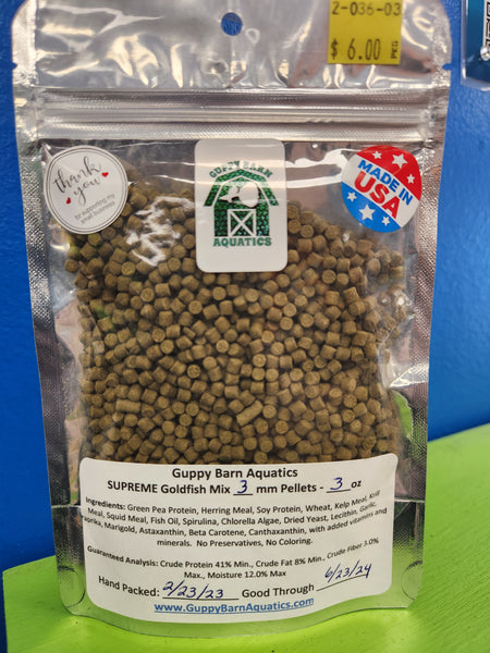 Guppy Barn Aquatics - SUPREME Goldfish Mix 3mm Pellets
