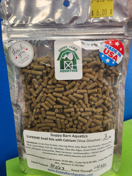 Guppy Barn Aquatics - SUPREME Snail Food Sticks with Calcium (New Formula)