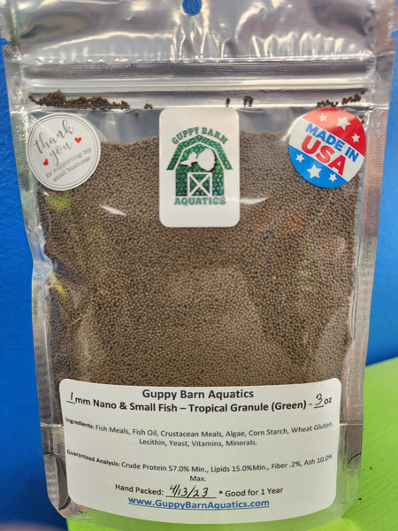 Alpha & Omega - Nano and Small Fish Tropical (Green) Granule Food (1.0 mm Granule)