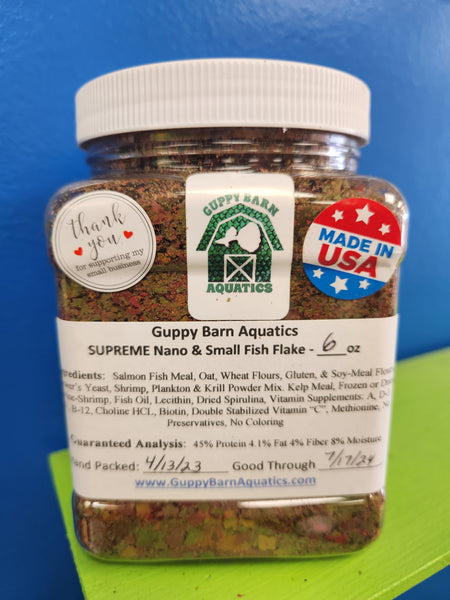 Guppy Barn Aquatics - SUPREME Nano and Small Fish Flake