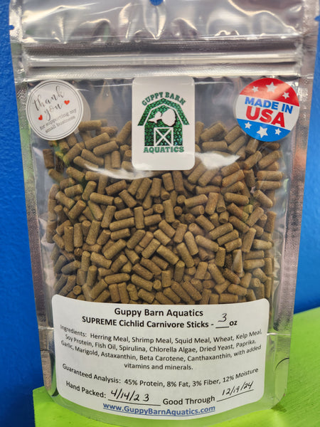 Guppy Barn Aquatics - SUPREME Cichlid Carnivore Sticks