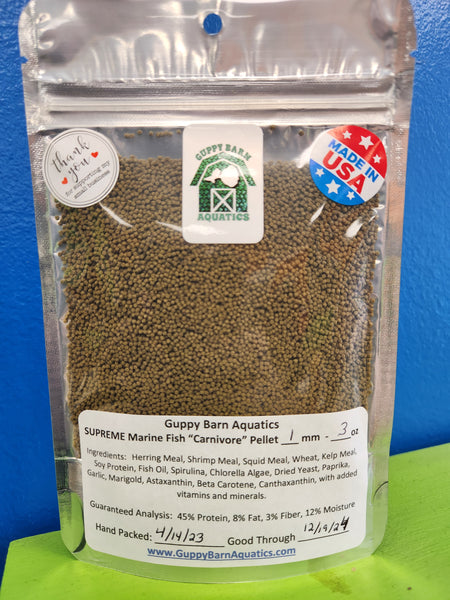 Guppy Barn Aquatics - SUPREME Marine Fish Carnivore Mix 1mm (Sinking Pellet) Food